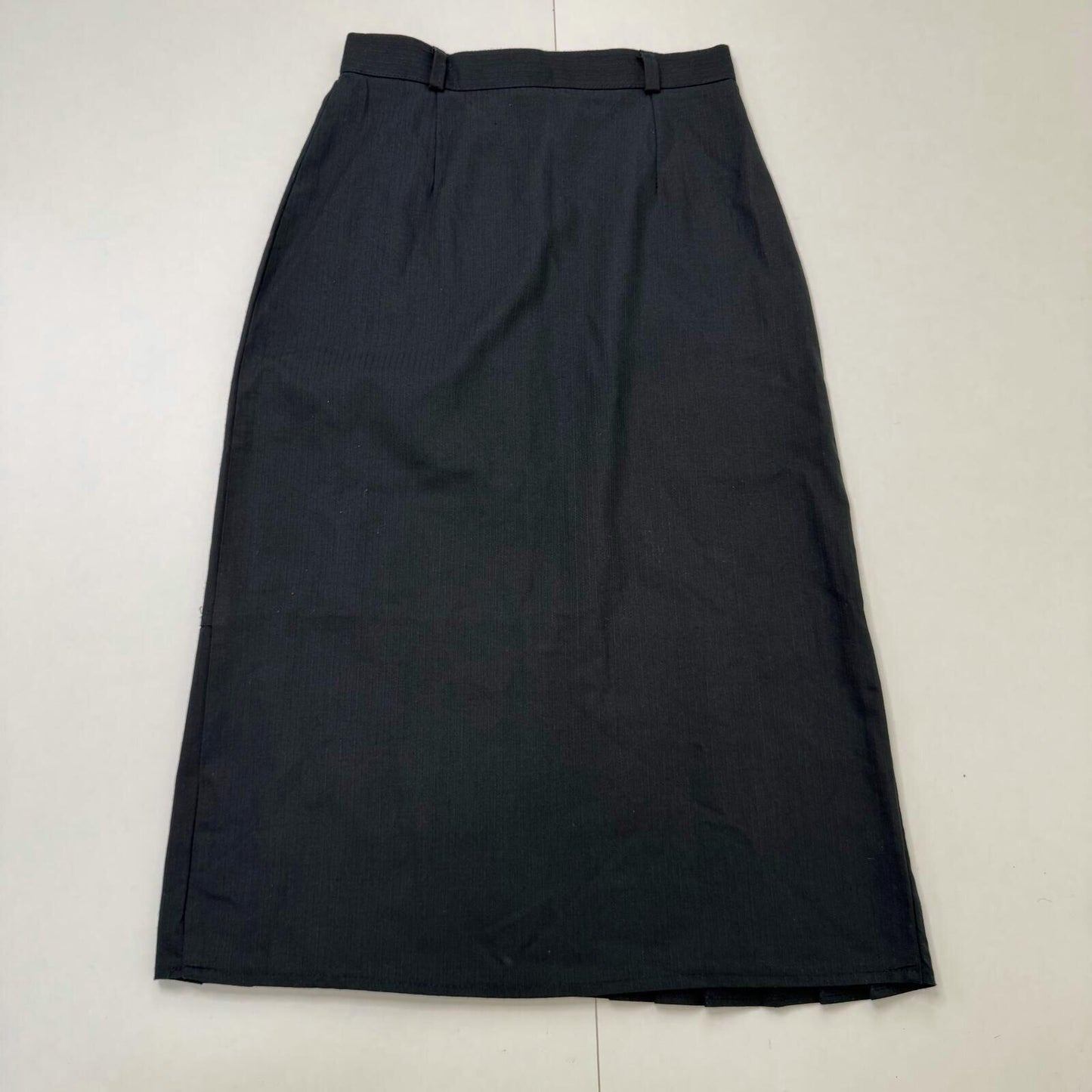 90s vintage midi skirt pleated pinstripe buttons a line tailored black belt loop
