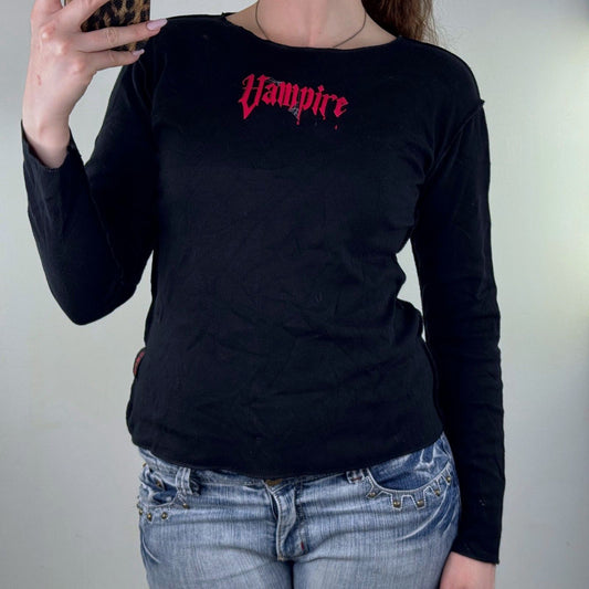 Vintage Omen long sleeve top vampire spider web print rare