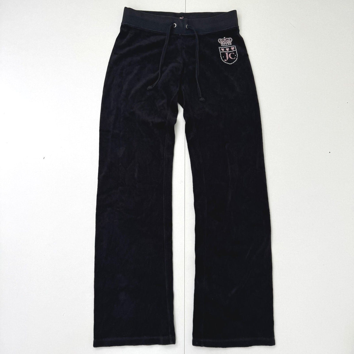 Y2K vintage Juicy Couture joggers tracksuit bottoms low rise flare rhinestone