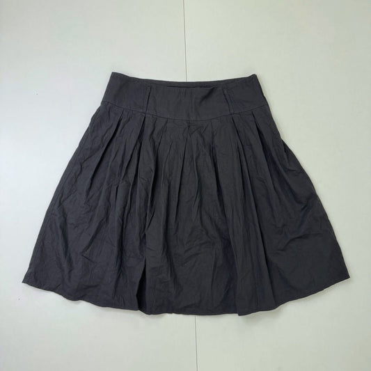Y2K vintage midi skirt a line pleat knee length puffy black