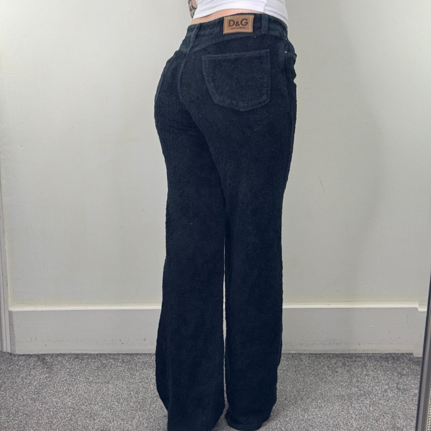 Vintage Dolce & Gabbana trousers fleece teddy straight leg baggy fluffy