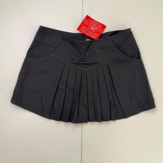 Y2K vintage mini skirt pleated side pockets 100% cotton black tailored a line
