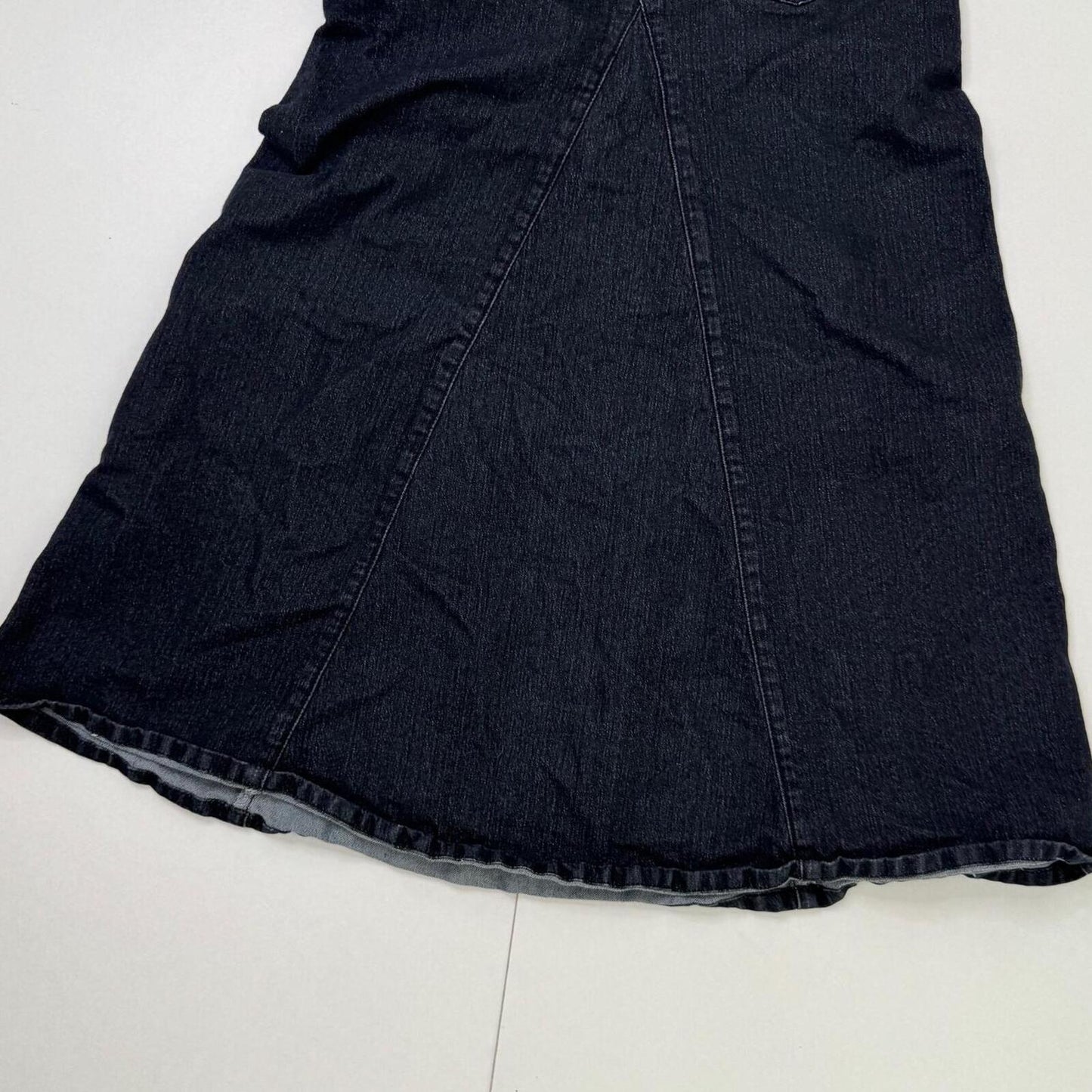 Y2K vintage maxi skirt stretchy faded black denim wash a lin long full length