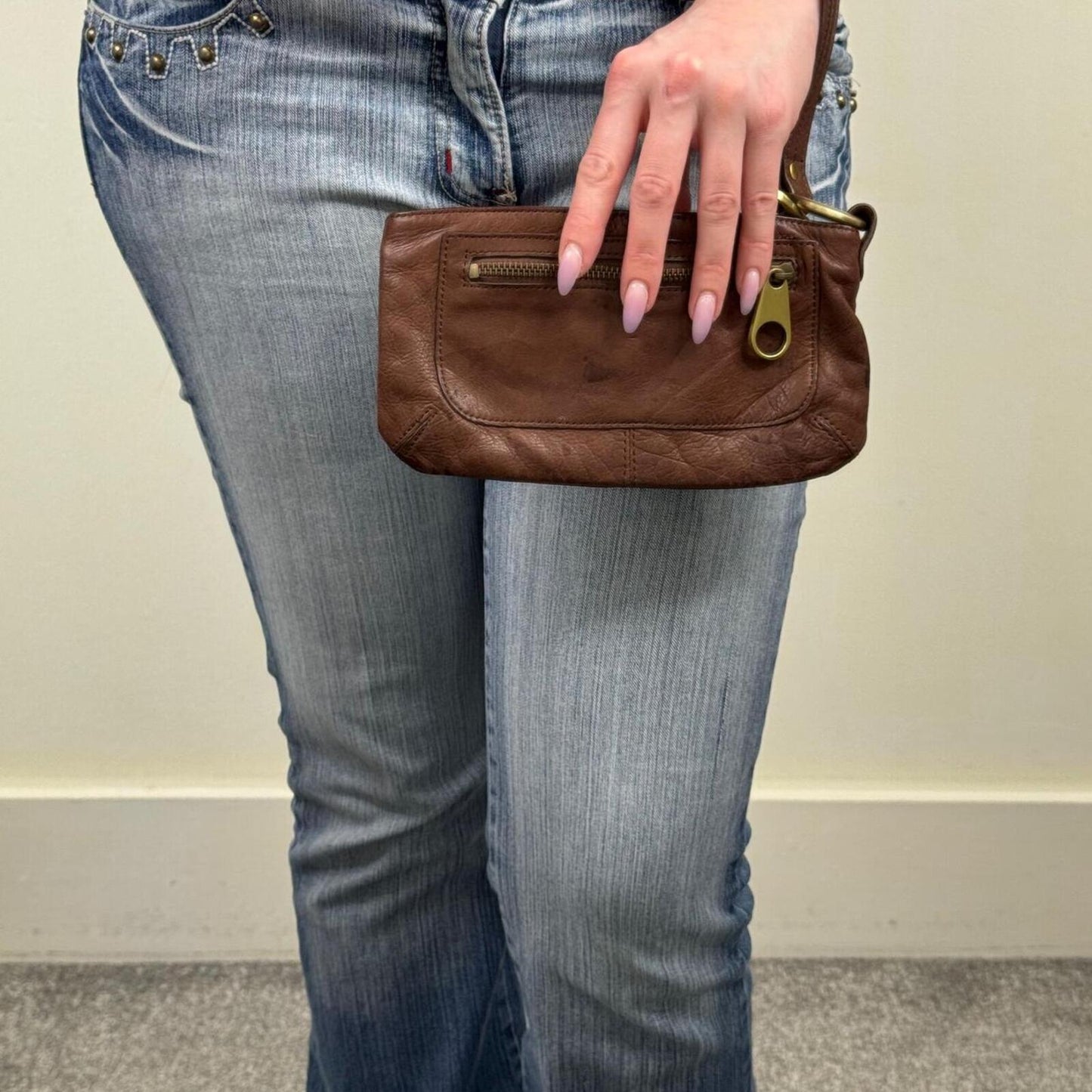 Y2K vintage Ted Baker genuine leather pouch wristlet mini clutch