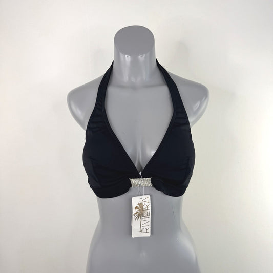Y2K vintage bikini halter neck top rhinestone tie neck