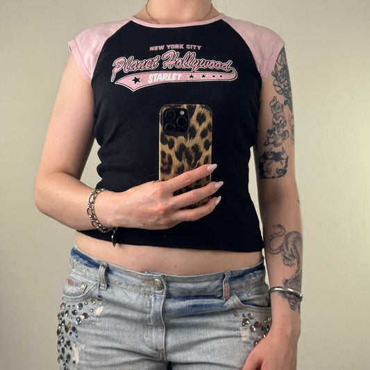 90s vintage Planet Hollywood t-shirt short sleeve top baby tee graphic sparkly